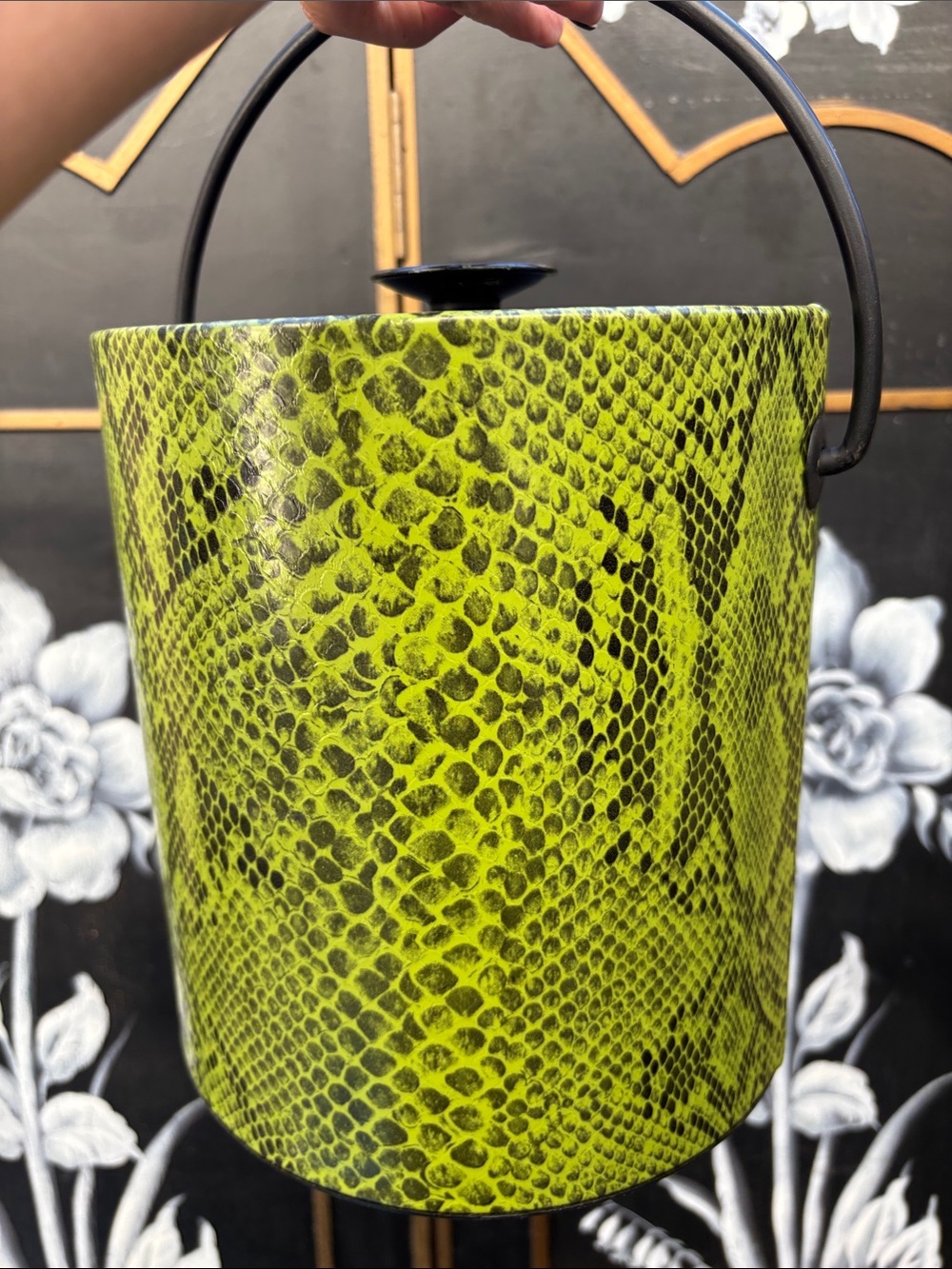 Mid Century Modern Snakeskin-Print Ice Bucket